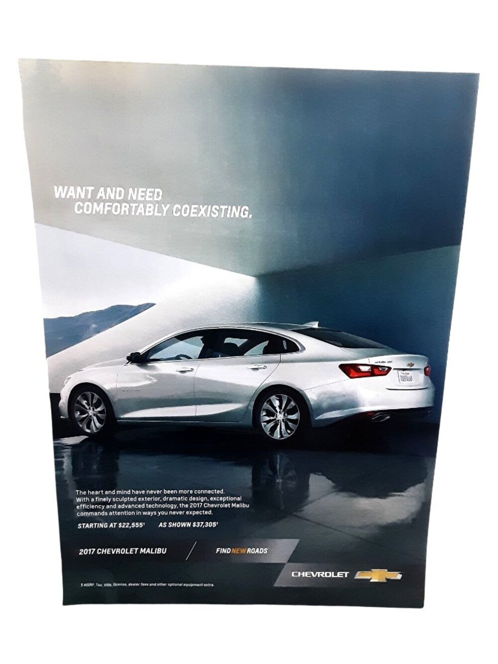 2016 Chevrolet Malibu 2017 Model Original Magazine Print Ad Sedan